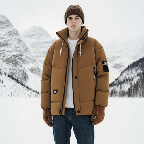 Mens Stand Collar Puffer Jacket - Cart2u.ro