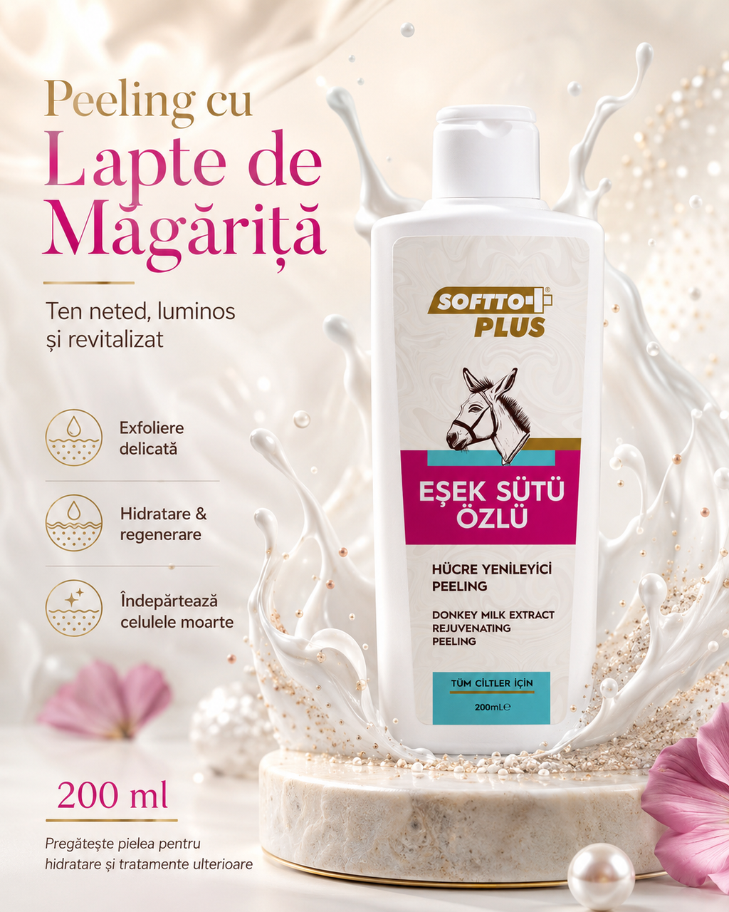 Peeling cu Lapte de Măgăriță - 200ml CRABLAND