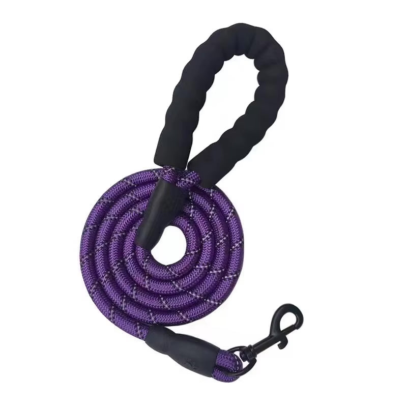 Lesă premium Petora pentru câini, din coardă împletită, cu carabină rapidă, 1,5 m, mov Petora