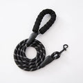 Lesă premium Petora pentru câini, din coardă împletită, cu carabină rapidă, 1,5 m, neagră Petora