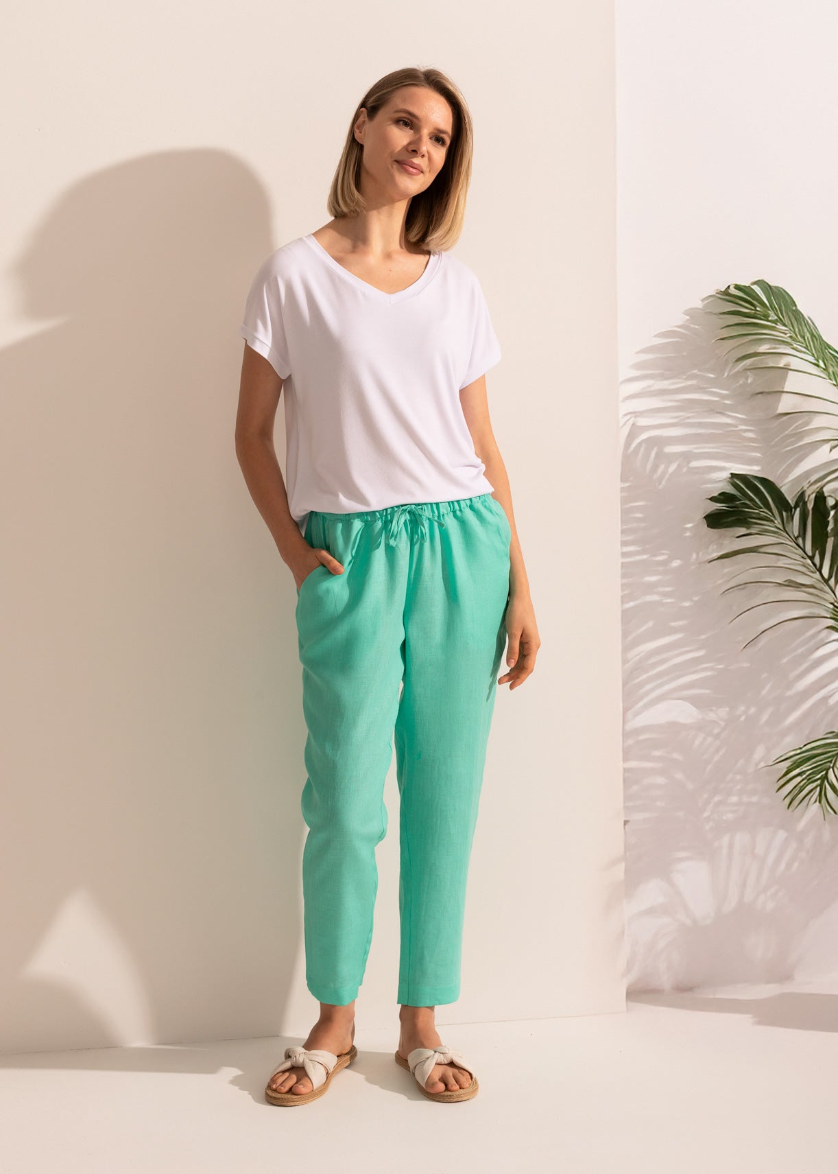 Pantaloni Damă Pure Linen Sofiaman.ro