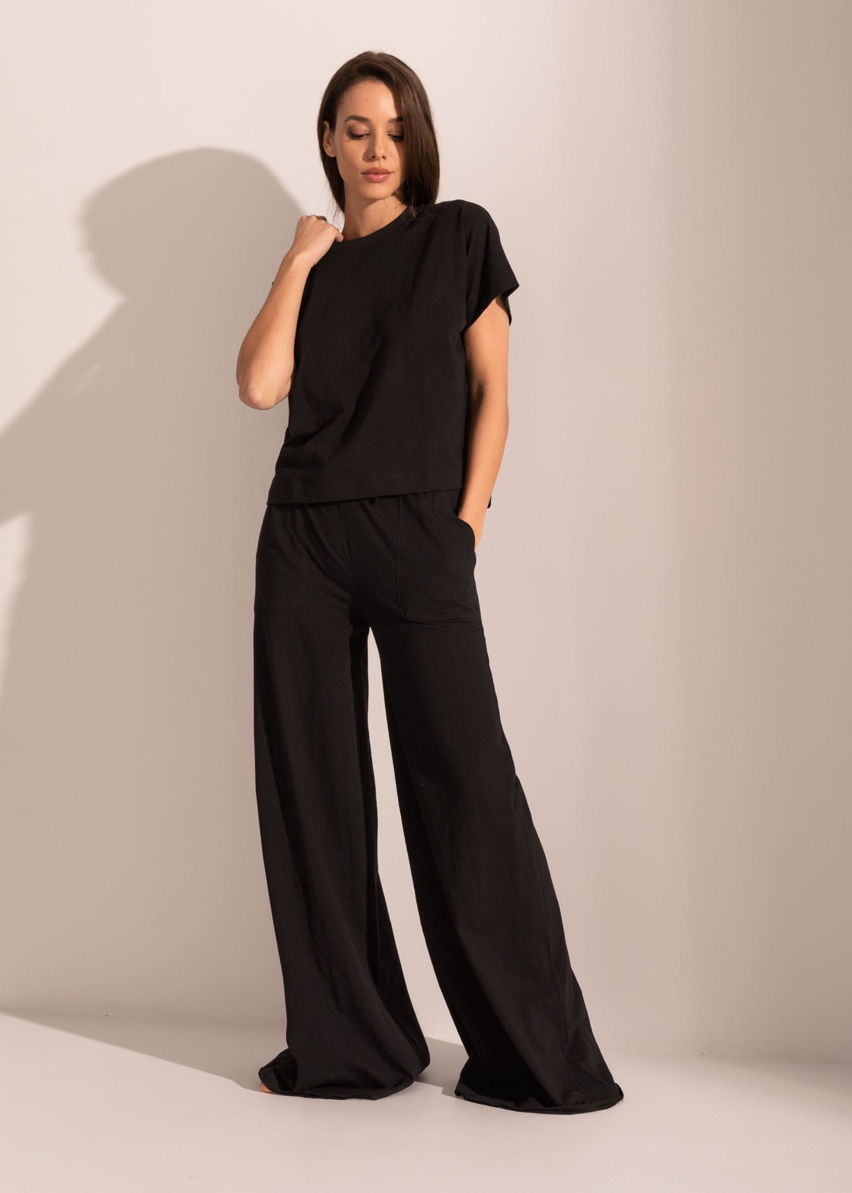 Pantaloni Evazați Damă Texture Bumbac Sofiaman.ro
