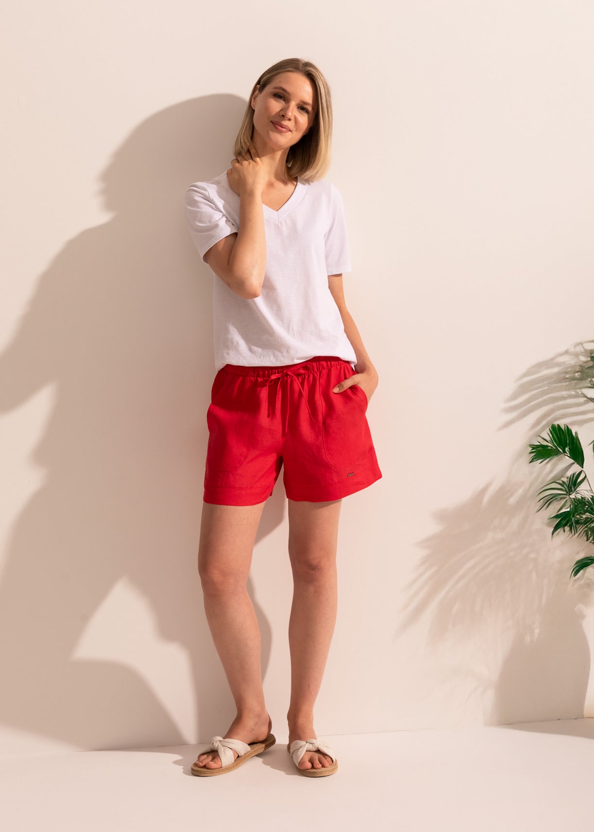 Pantaloni Scurți Damă Pure Linen Sofiaman.ro