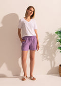 Pantaloni Scurți Damă Pure Linen Sofiaman.ro