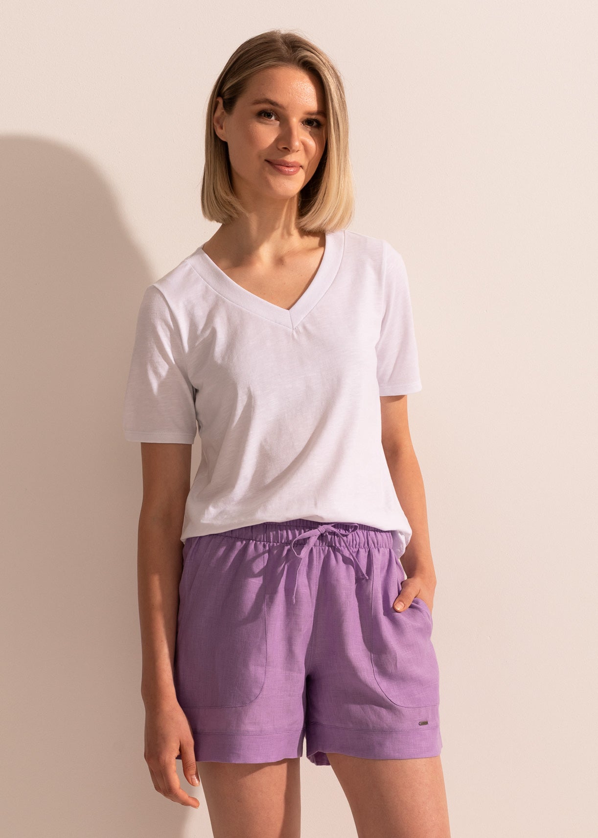 Pantaloni Scurți Damă Pure Linen Sofiaman.ro