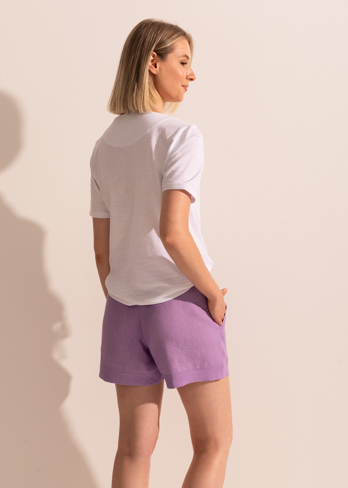 Pantaloni Scurți Damă Pure Linen Sofiaman.ro