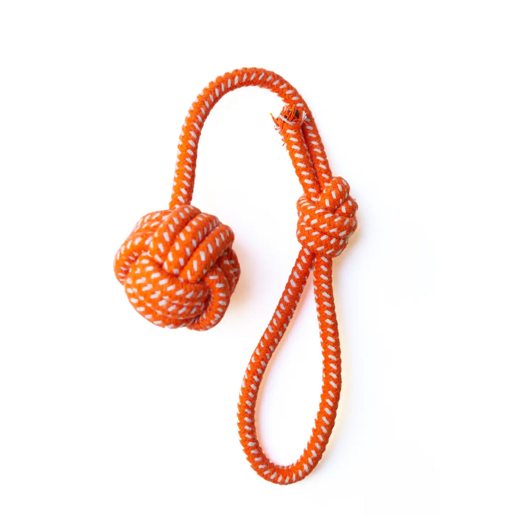 Jucărie de ros pentru câini din sfoară, minge cu mâner, 35cm Petora