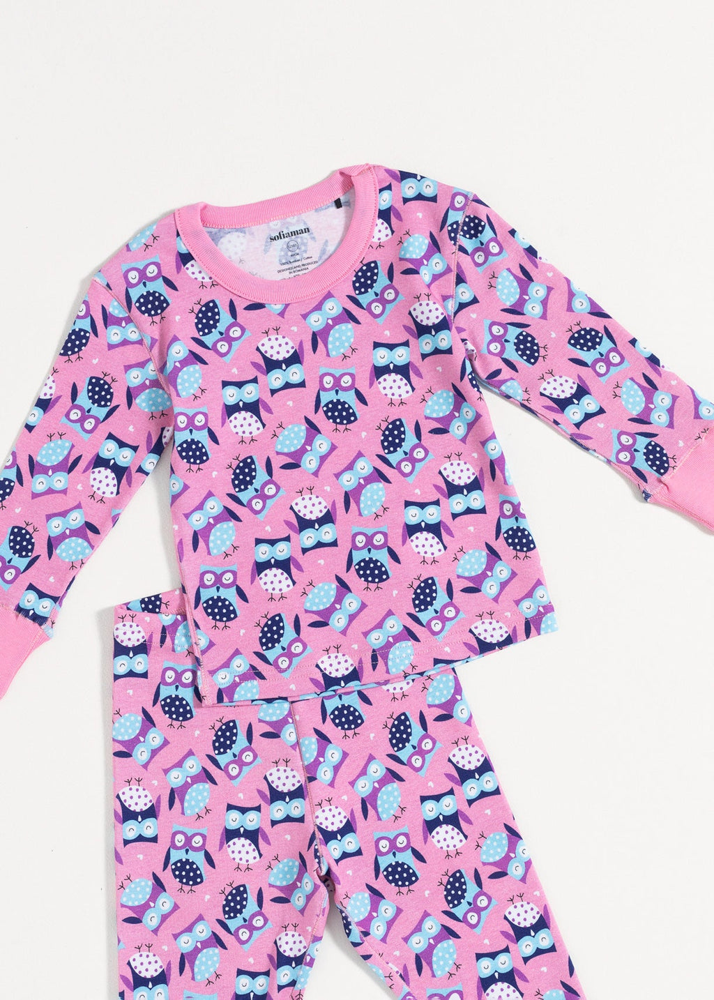 Pijama Baby Pink Owl Bumbac Sofiaman.ro