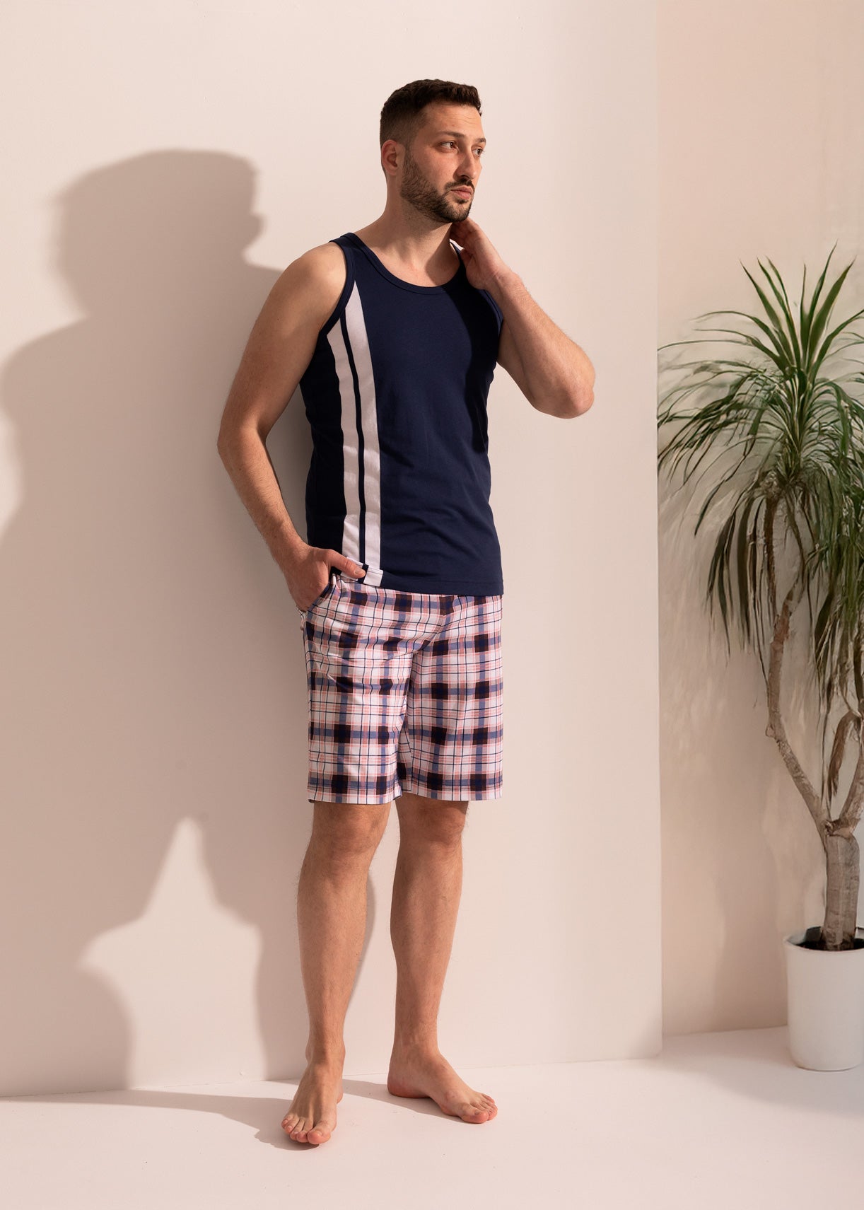 Pijama Bărbați Tartan Bumbac TWIN Sofiaman.ro
