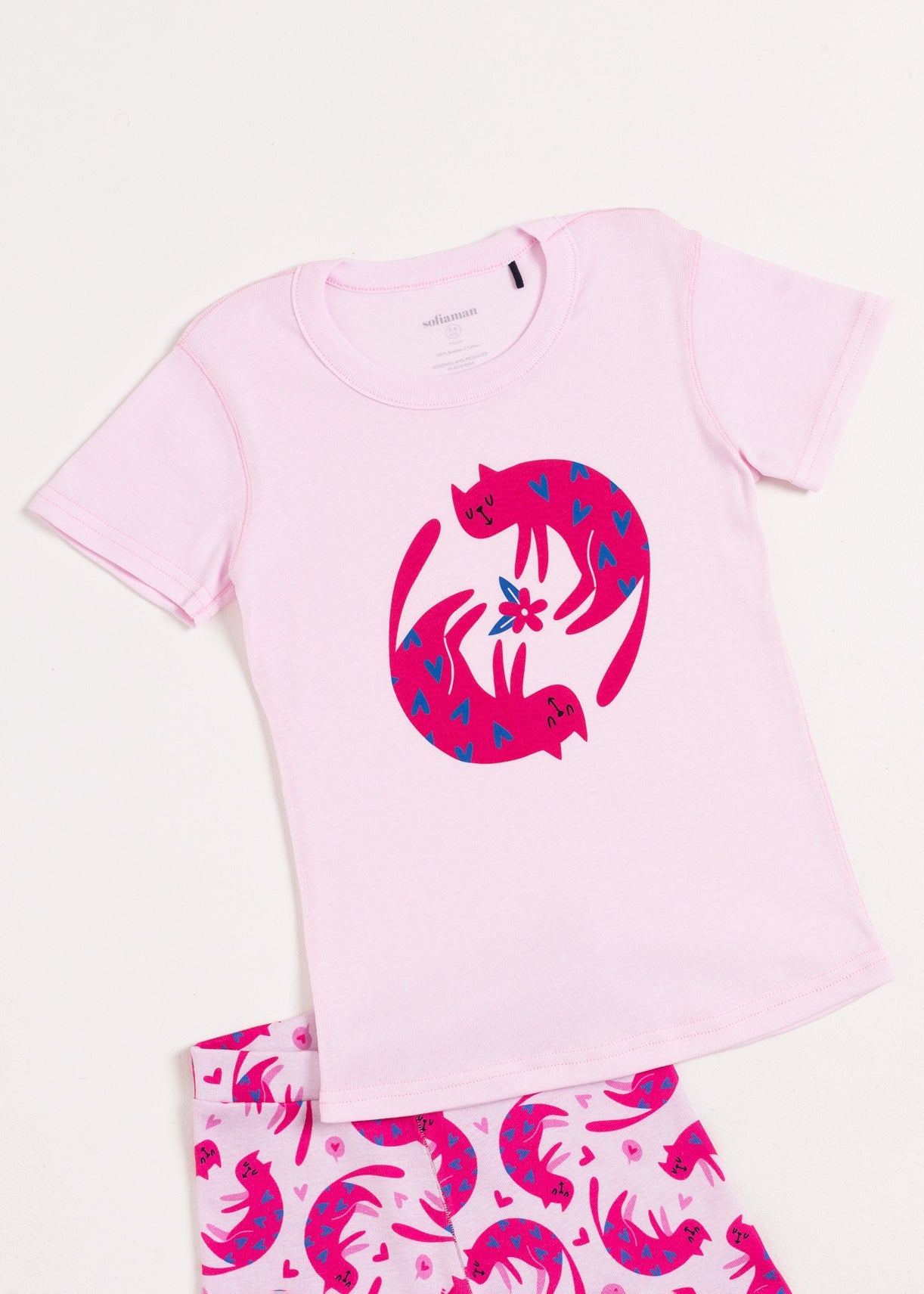 Pijama Copii Cute Cat Bumbac Sofiaman.ro