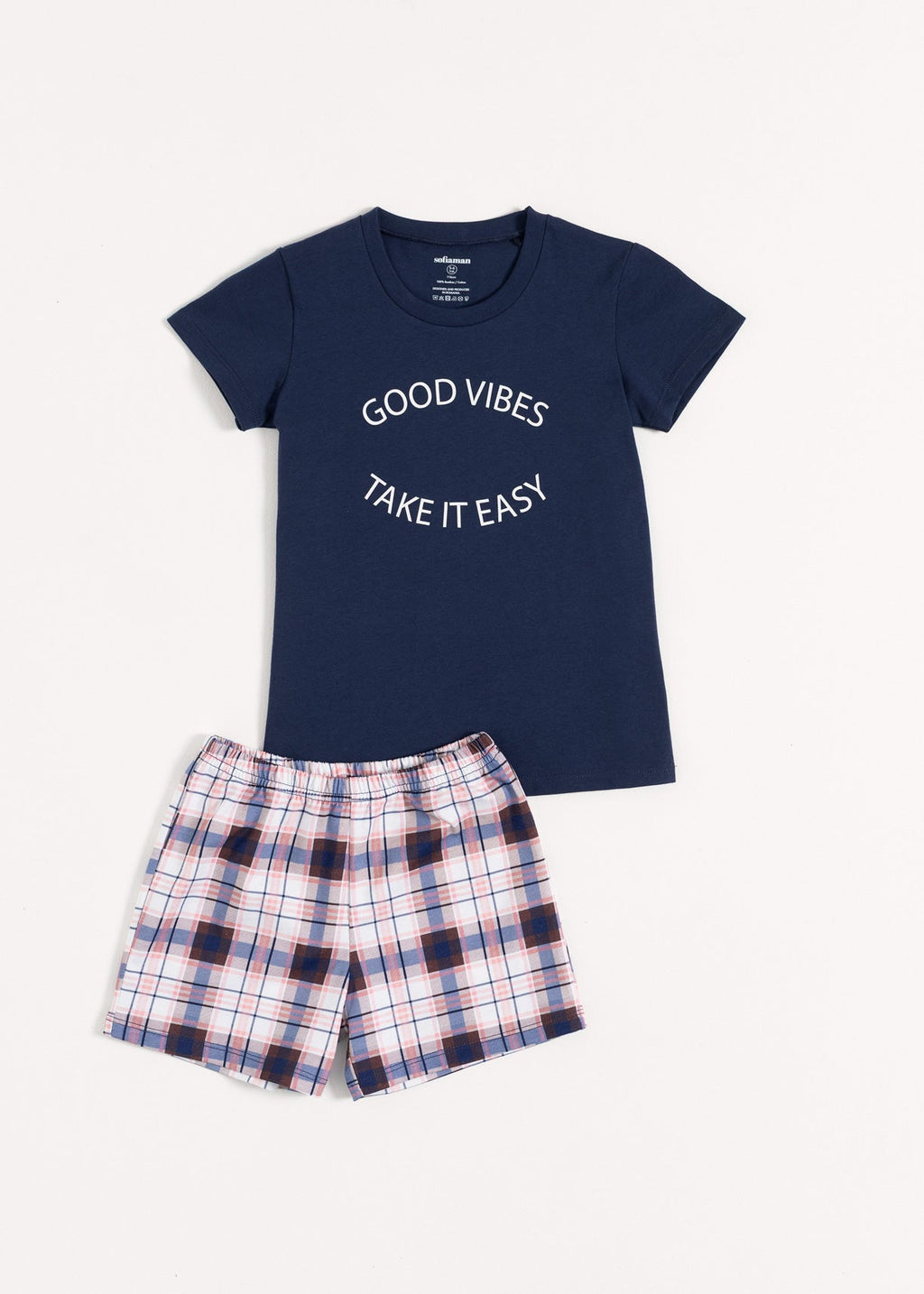 Pijama Copii Tartan Bumbac TWIN Sofiaman.ro