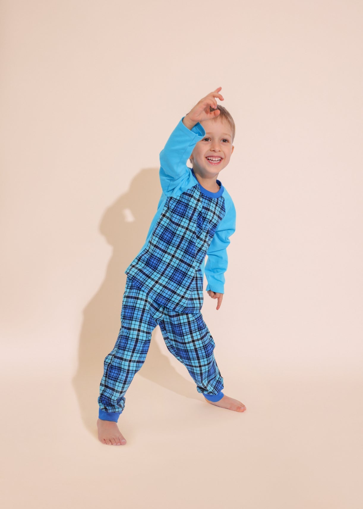 Pijama Băieți Tartan Bumbac TWIN Sofiaman.ro