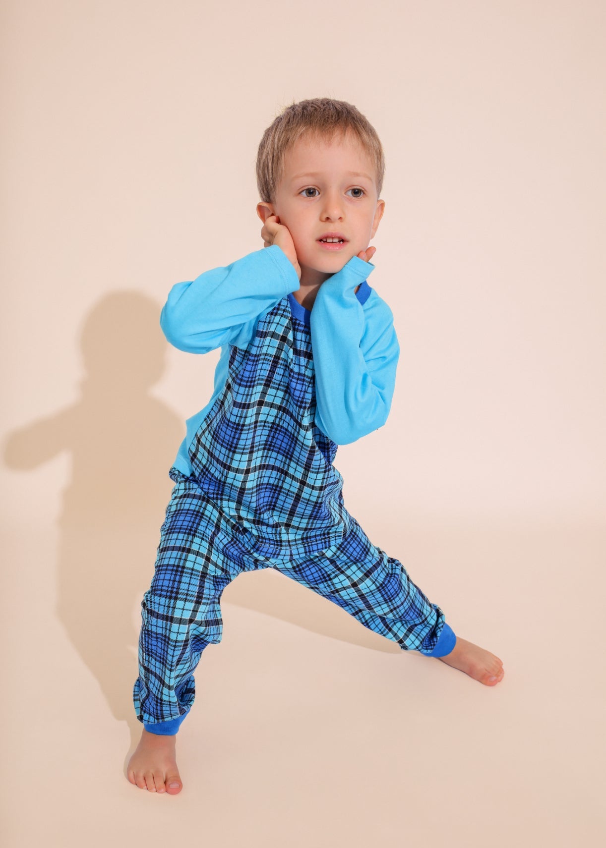 Pijama Băieți Tartan Bumbac TWIN Sofiaman.ro