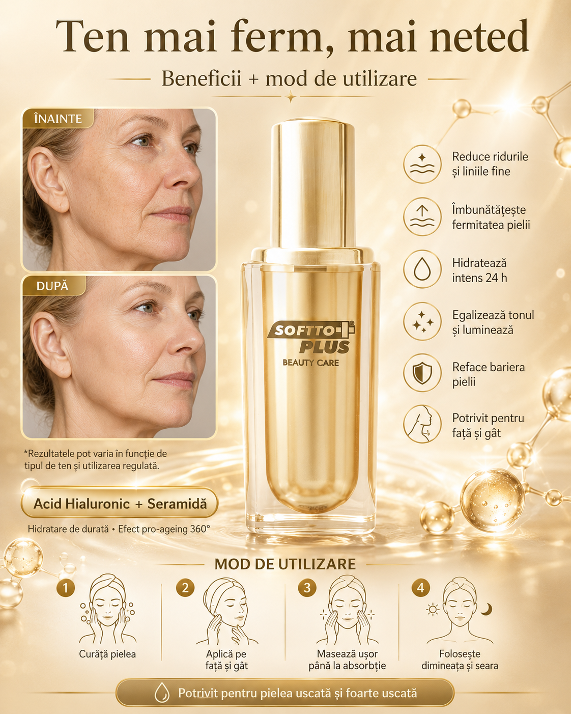 Ser Antirid Față & Gât – 360° Pro-Ageing 50 ml CRABLAND