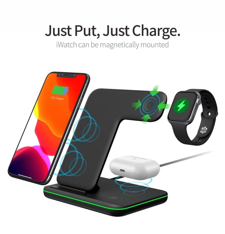 Ninja 15W 3 in 1 Fast Wireless Charging Station for Mobile Phones - Cart2u.ro