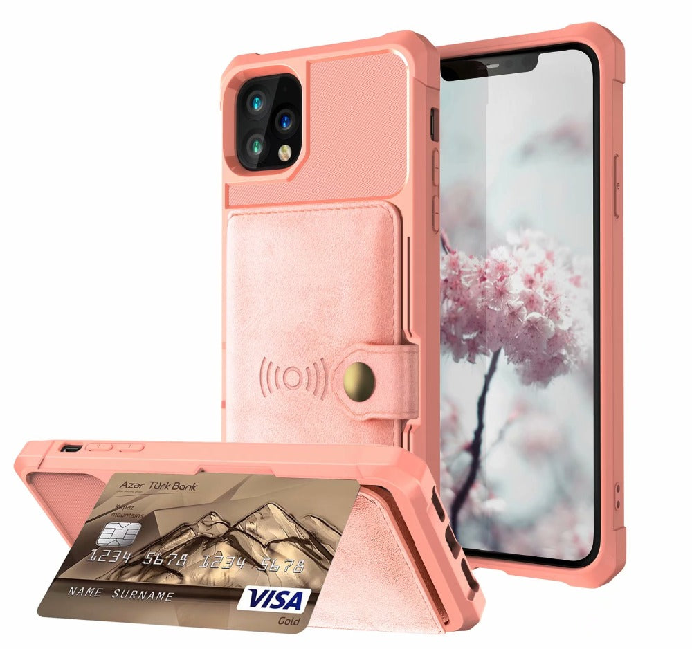 Husă cu portofel magnetic din piele, tip armură, cu protecție 360 pentru iPhone