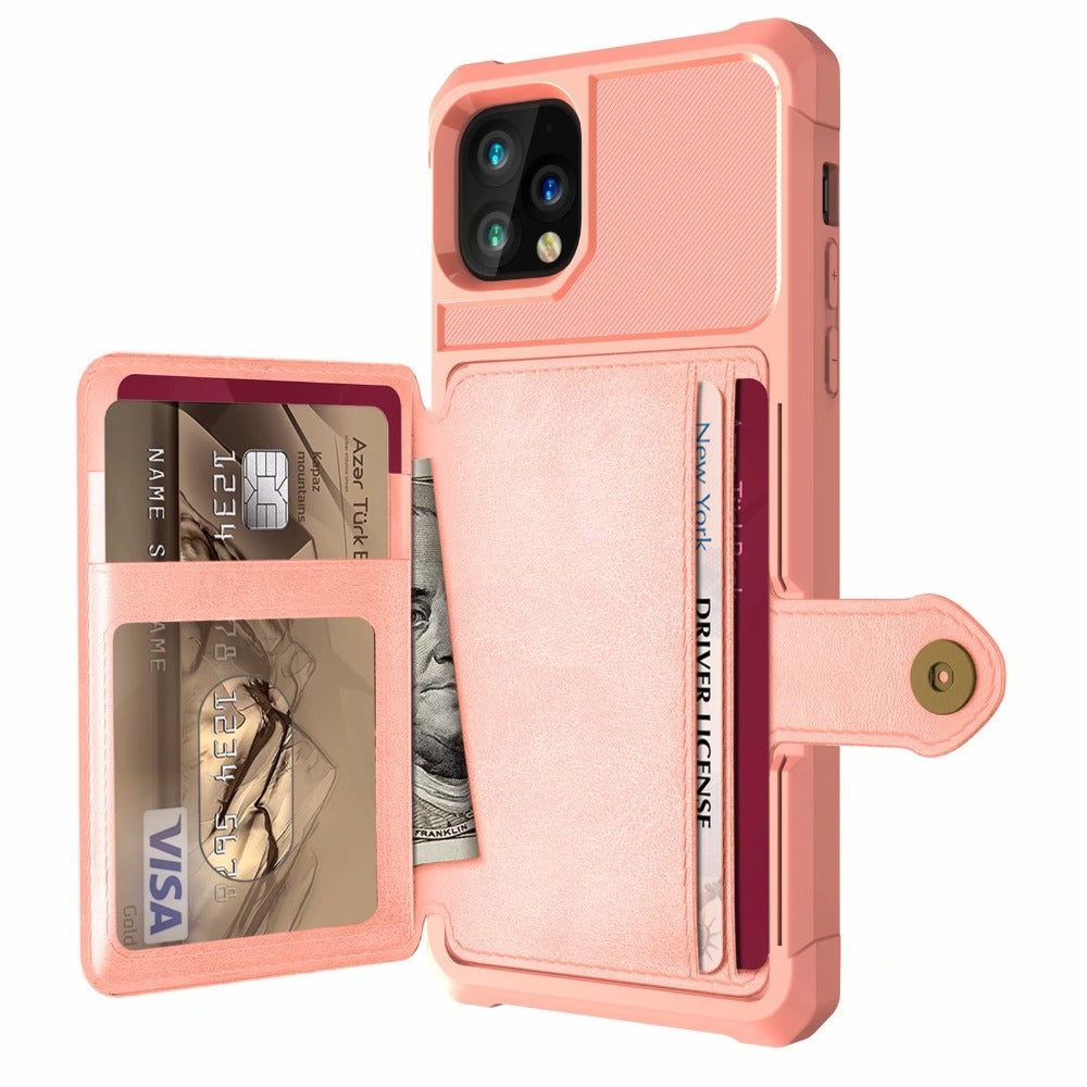 Husă cu portofel magnetic din piele, tip armură, cu protecție 360 pentru iPhone