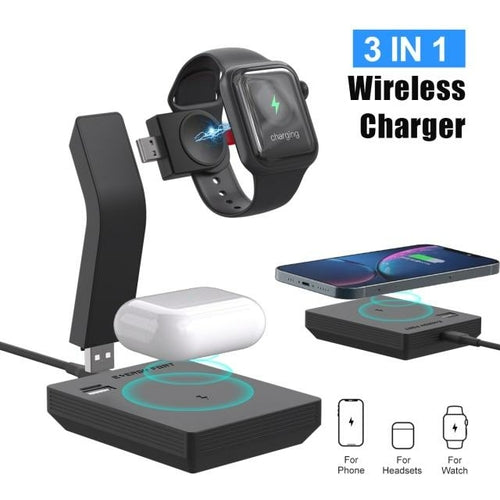 Ninja 15W 3 in 1 Fast Wireless Charging Station for Mobile Phones - Cart2u.ro