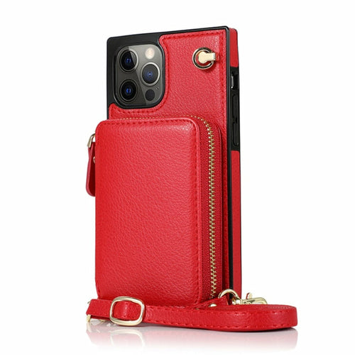 Zipper Wallet Case with Adjustable Crossbody Strap for iphone - Cart2u.ro