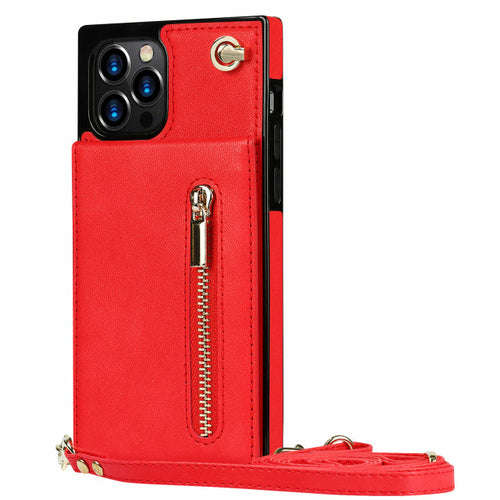 Slim Zipper Wallet Back Case for iPhone With Crossbody Strap - Cart2u.ro