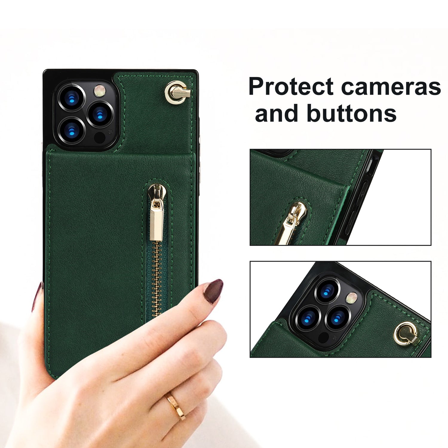 Slim Zipper Wallet Back Case for iPhone With Crossbody Strap - Cart2u.ro
