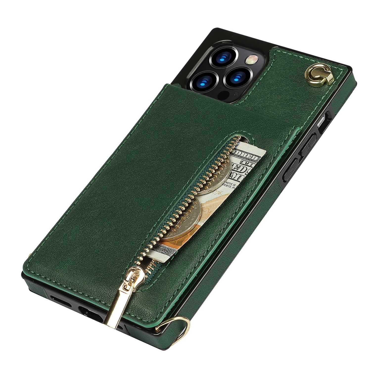 Slim Zipper Wallet Back Case for iPhone With Crossbody Strap - Cart2u.ro