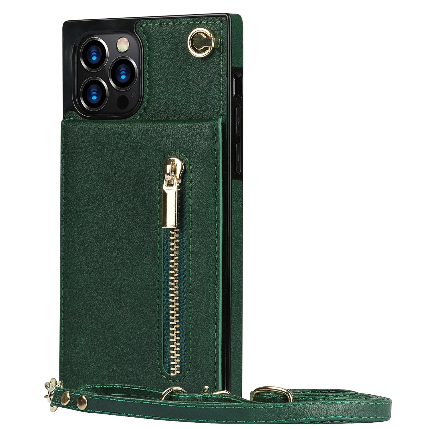 Slim Zipper Wallet Back Case for iPhone With Crossbody Strap - Cart2u.ro