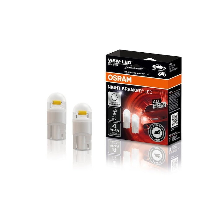Set 2 x bec LED T10 W5W Osram Night Breaker 100 lumeni omologare RAR LEDUL.ro