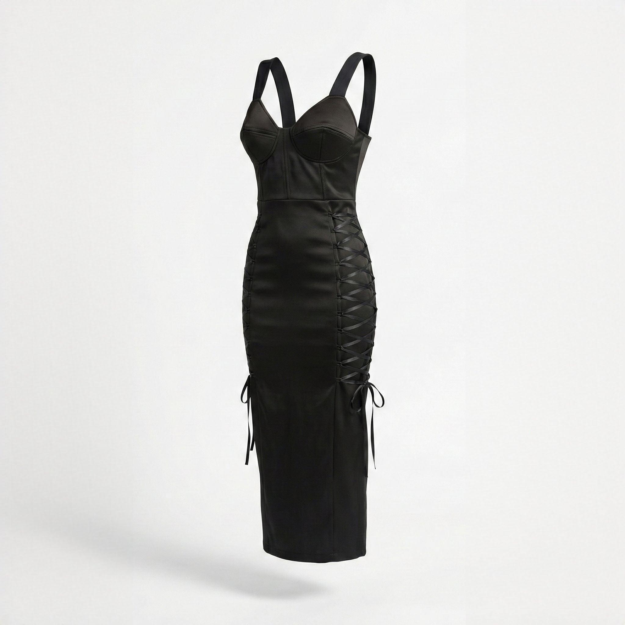 Rochie neagra cu cupe structurate tip corset Amethyst Carolina D