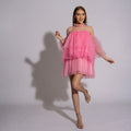 Rochie roz scurta cu volane din tulle Breathless Carolina D