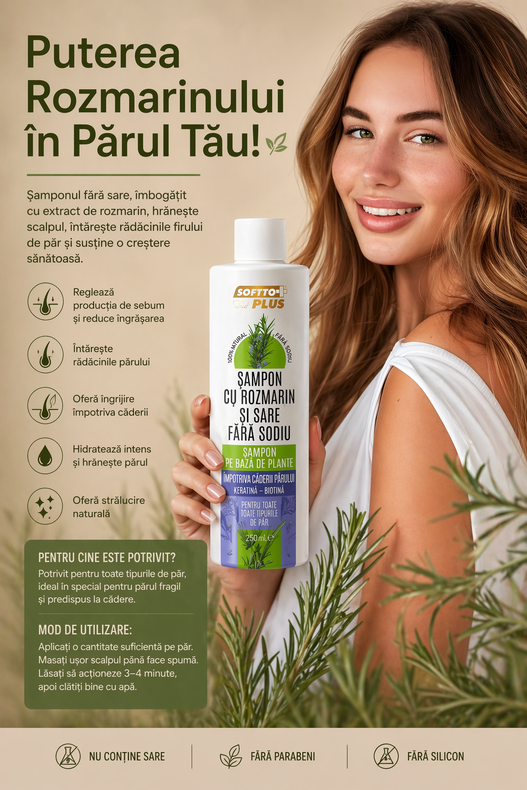 Șampon Fără Sare cu Rozmarin CRABLAND