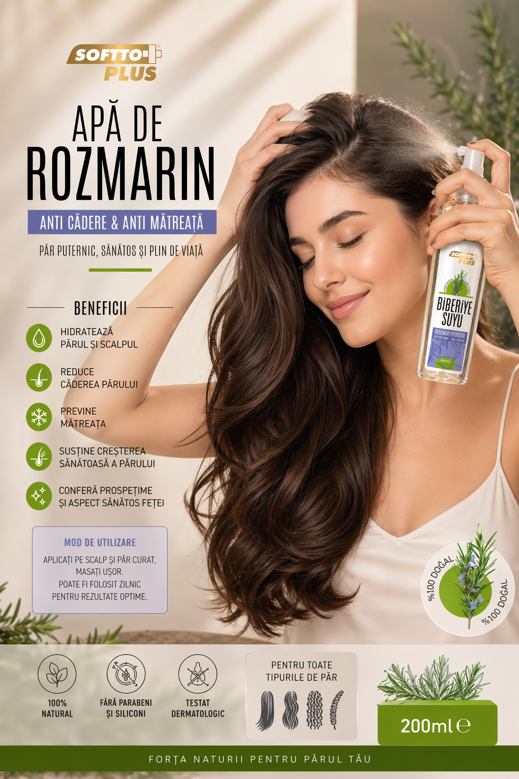 Apă de Rozmarin - Anti Cădere & Anti Mătreață CRABLAND