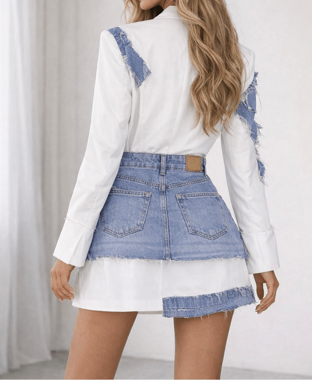 Sacou handmade cu fusta denim Allabout_painting