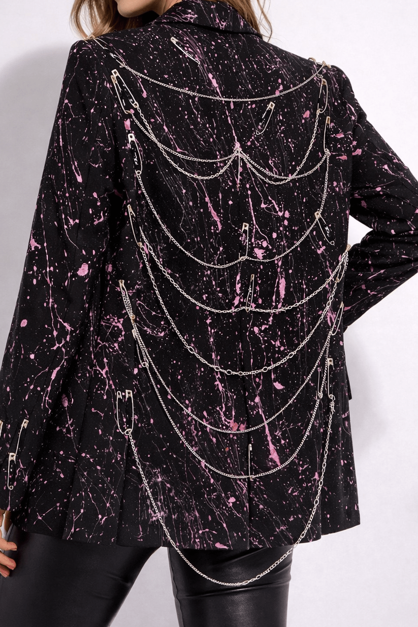 Sacou Pink Splash cu lanturi Allabout_painting