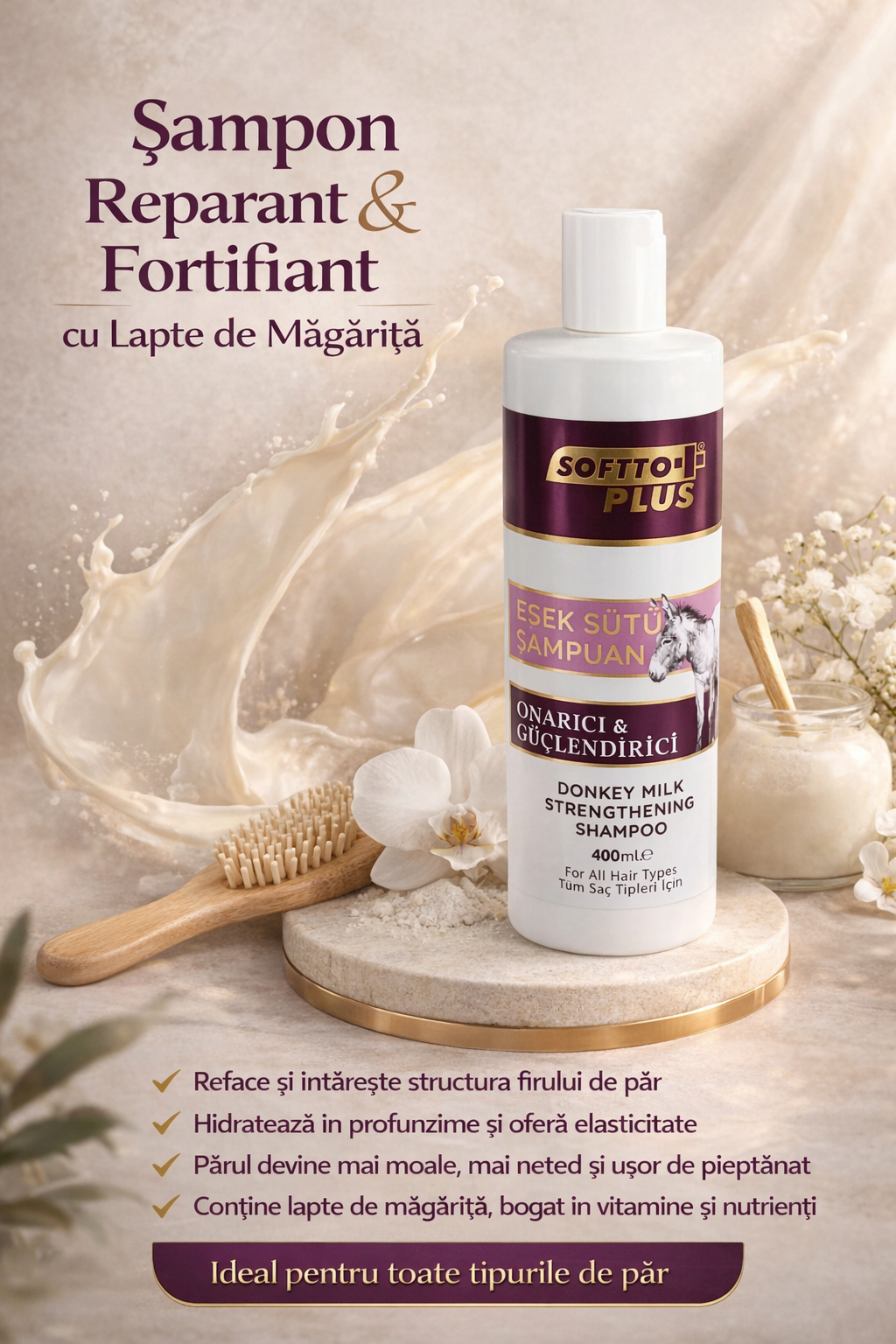 Șampon Reparant & Fortifiant cu Lapte de Măgăriță CRABLAND