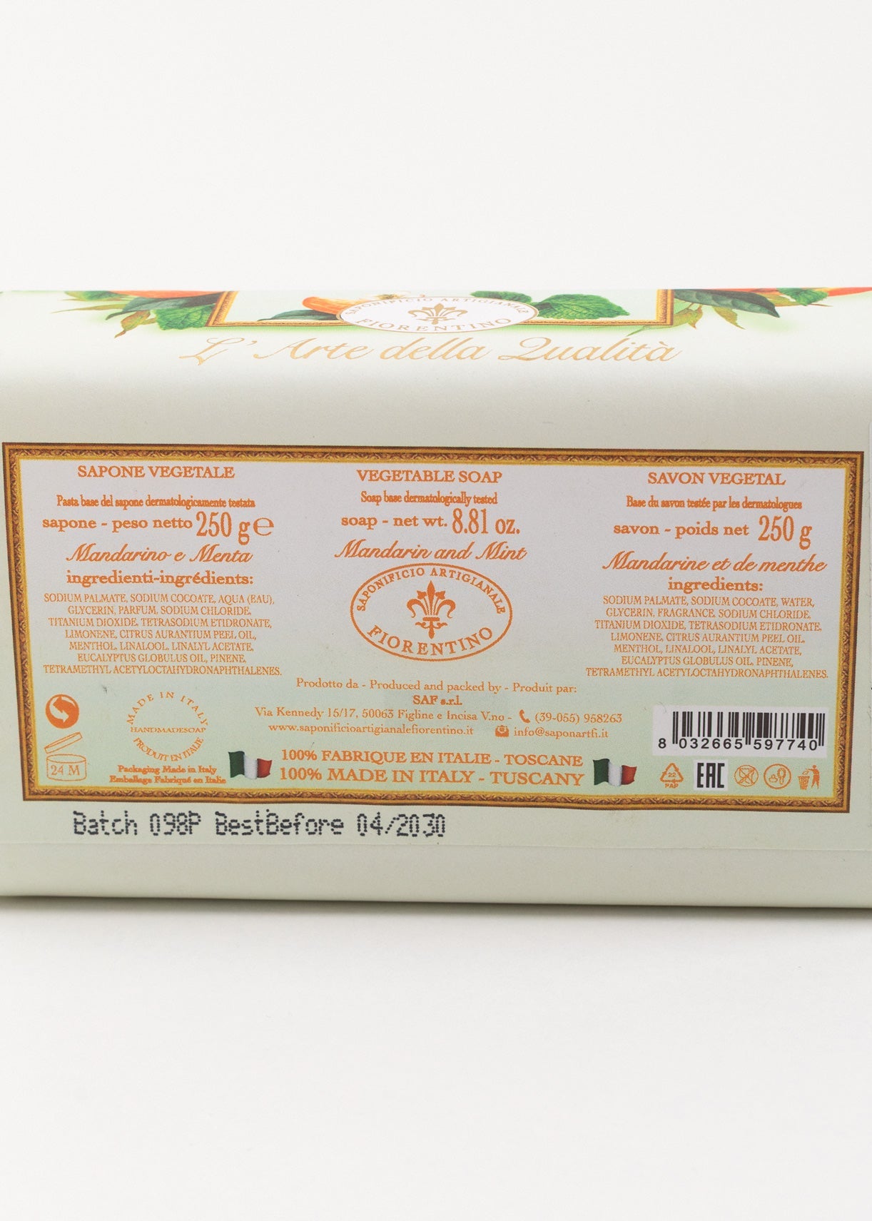 Săpun Natural Fiorentino Mandarine și Mentă Handmade Sofiaman.ro