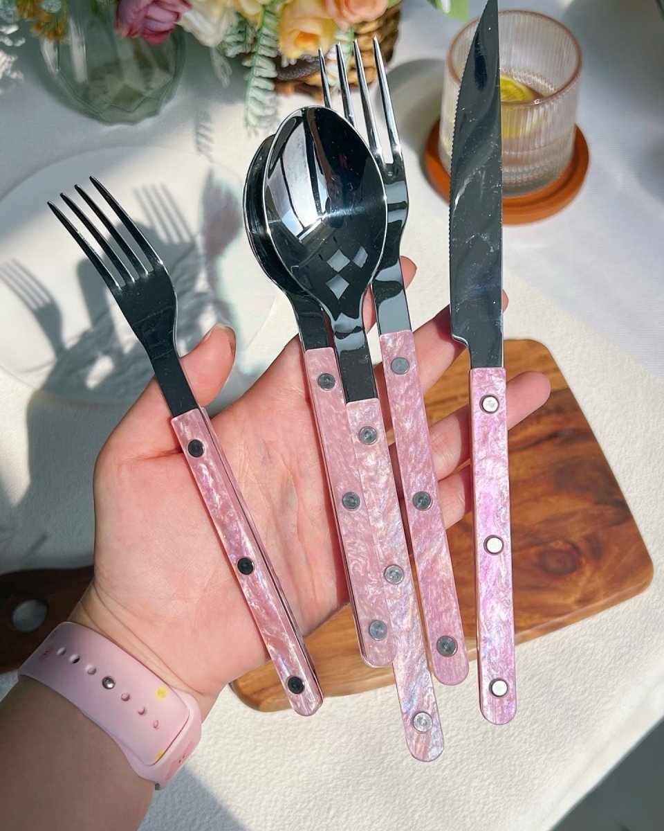 Set of 10 Sleek Modern Pinky Elegant Salt Lake Flatware Cutlery - Cart2u.ro