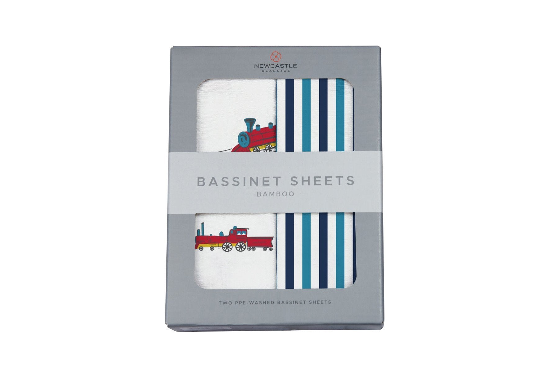 Vintage Steam Trains and Blue and White Stripe Bamboo Changing Pad - Cart2u.ro