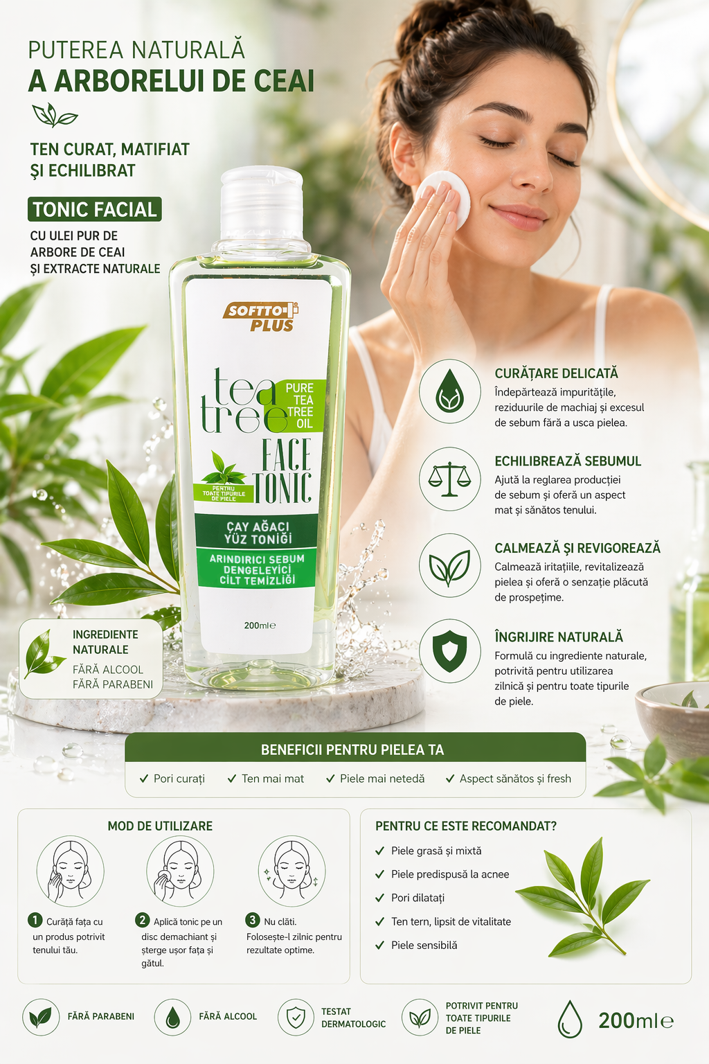 Tonic Facial Cu Extract De Arbore De Ceai  200 ml CRABLAND