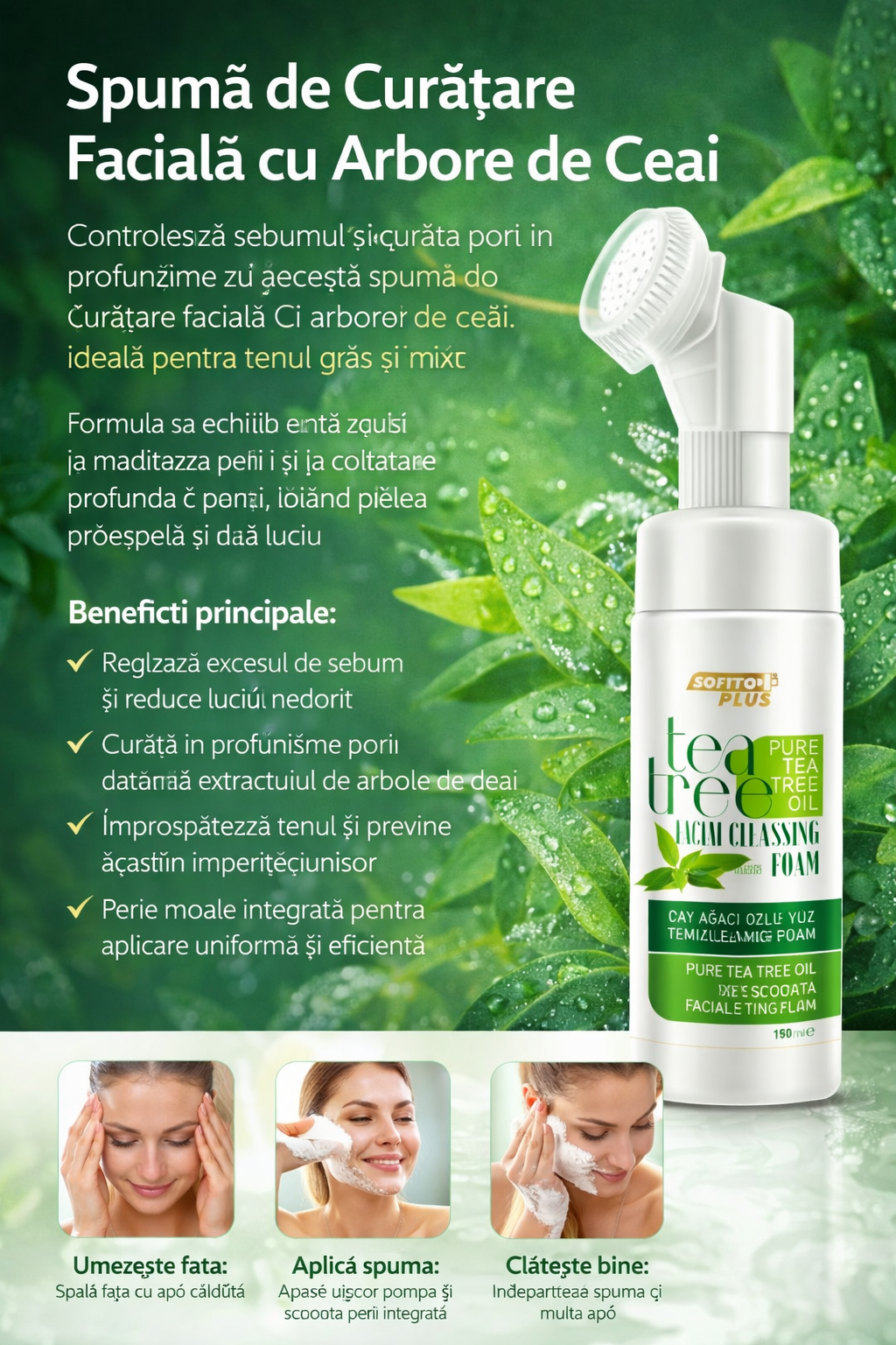 Spumă de Curățare Facială cu Arbore de Ceai CRABLAND