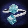 TS317 - Inel din argint sterling 925 placat cu rodiu, cu zirconiu cubic AAA, în nuanța Sea