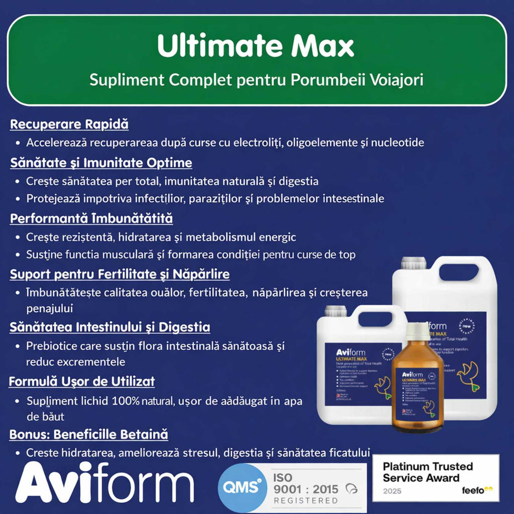 Aviform Ultimate Max – supliment complet pentru porumbei de competiție DalisPet