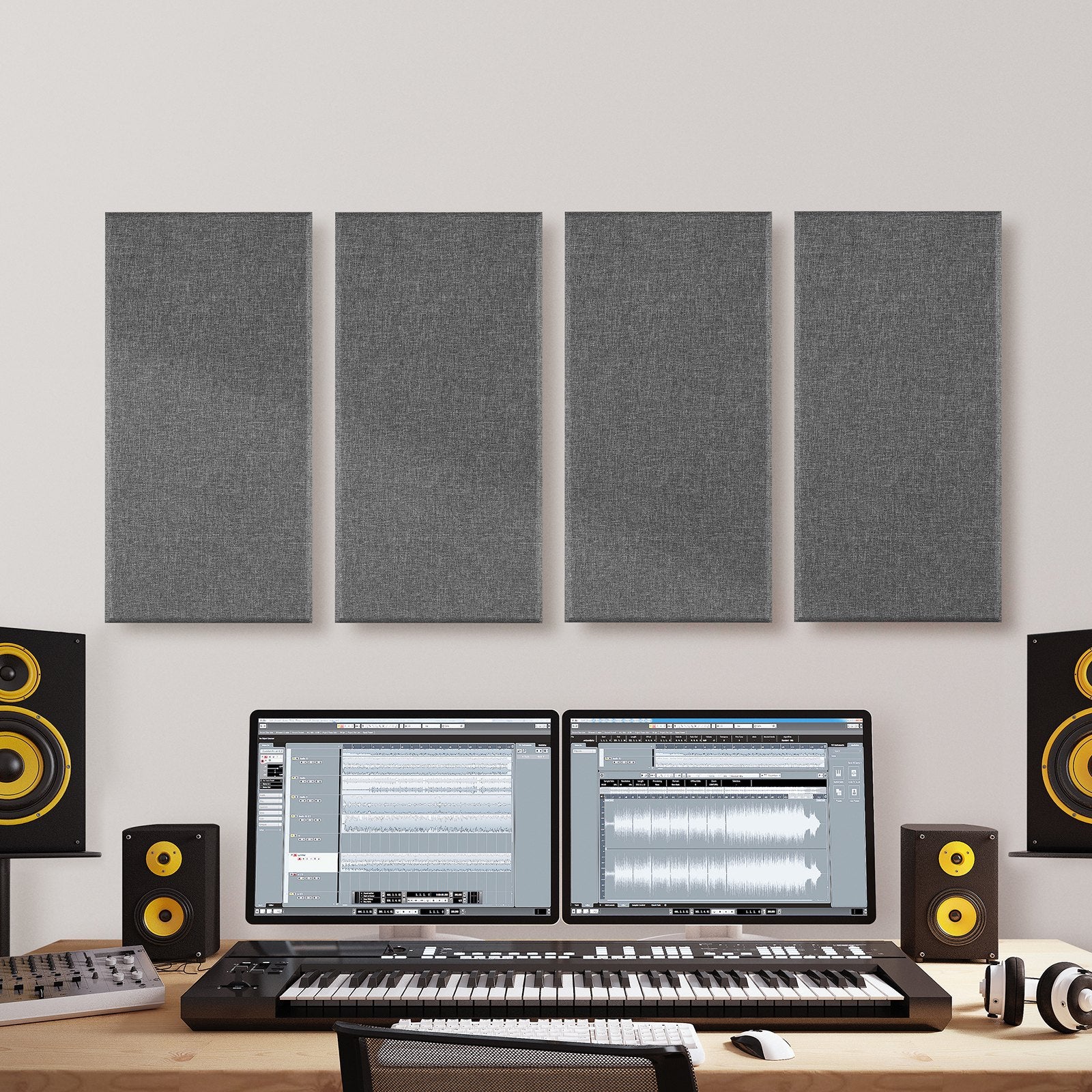 4 PCS Acoustic Panels, 2 inch Thick 23.6 x 11.8 inch Fiberglass Sound