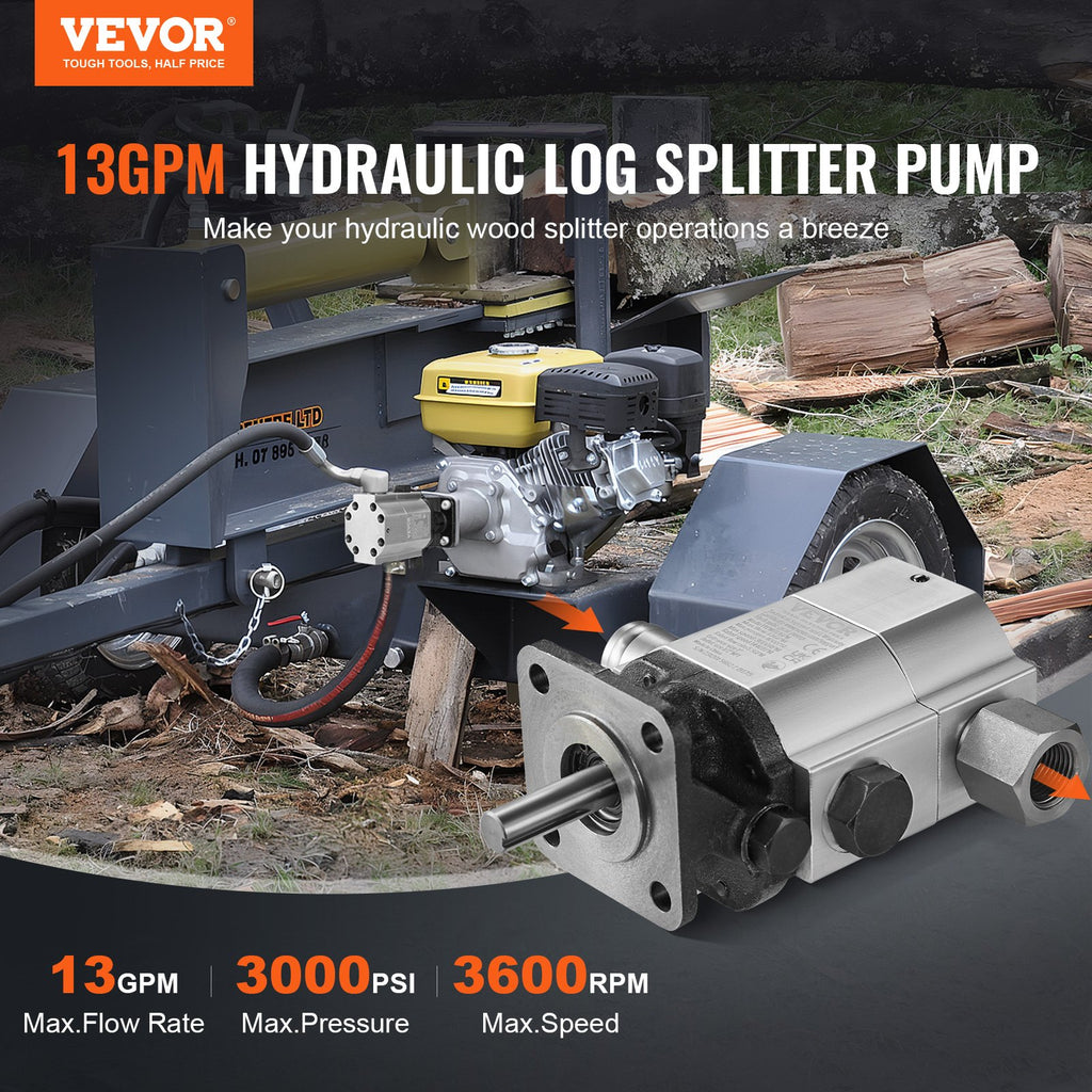 Hydraulic Log Splitter Pump, 13GPM, 2 Stage 3000PSI Wood Log Splitter