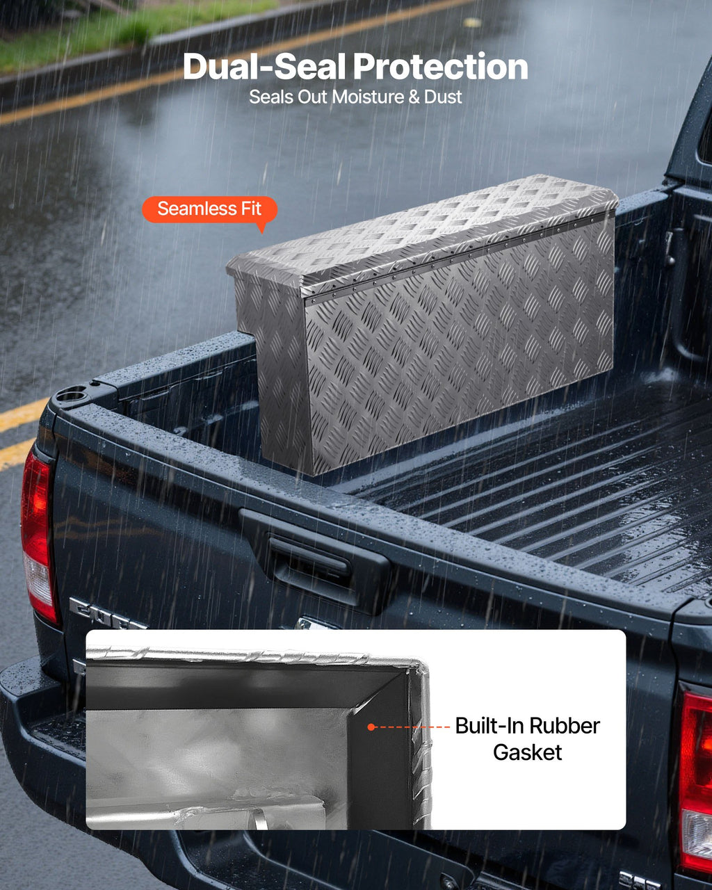 Truck Bed Tool Box, Heavy Duty Aluminum Tool Box with Tread Patterns,
