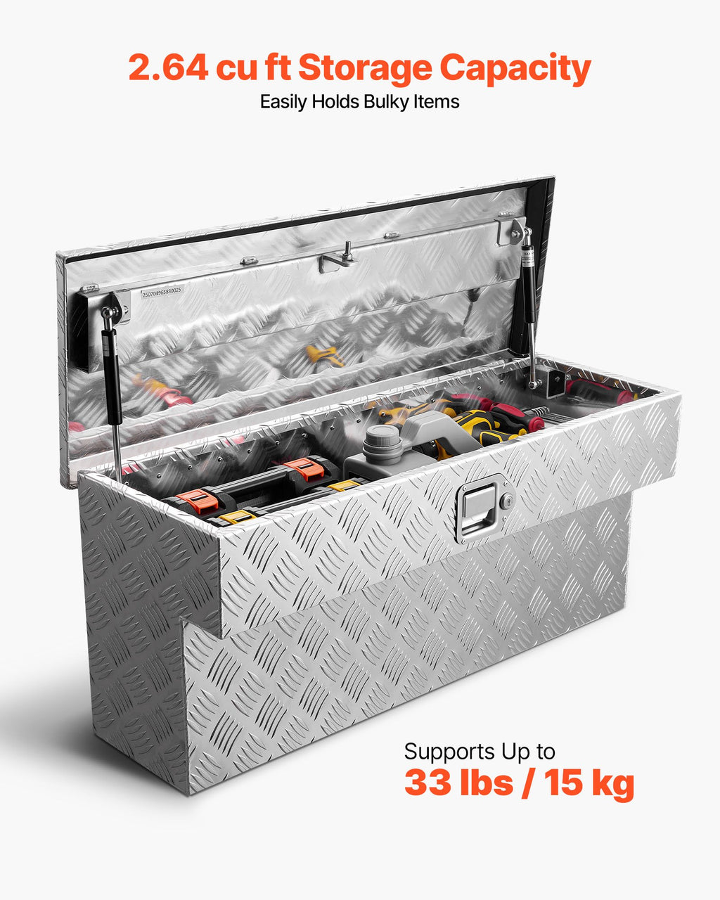 Truck Bed Tool Box, Heavy Duty Aluminum Tool Box with Tread Patterns,