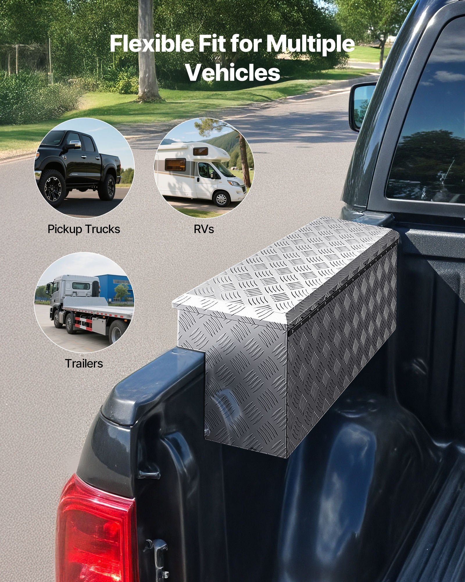 Truck Bed Tool Box, Heavy Duty Aluminum Tool Box with Tread Patterns,