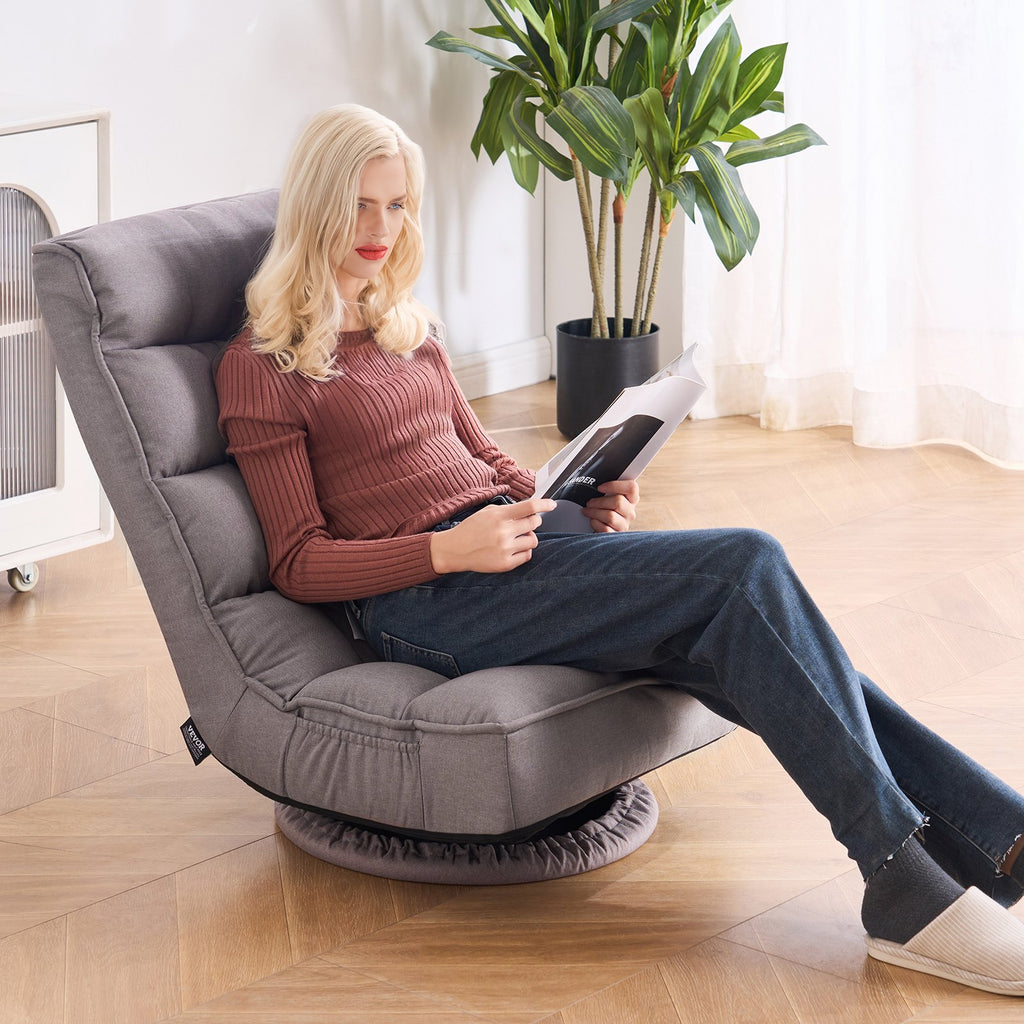 Scaun de gaming pivotant de podea, scaun de podea rotativ la 360 de grade cu 4