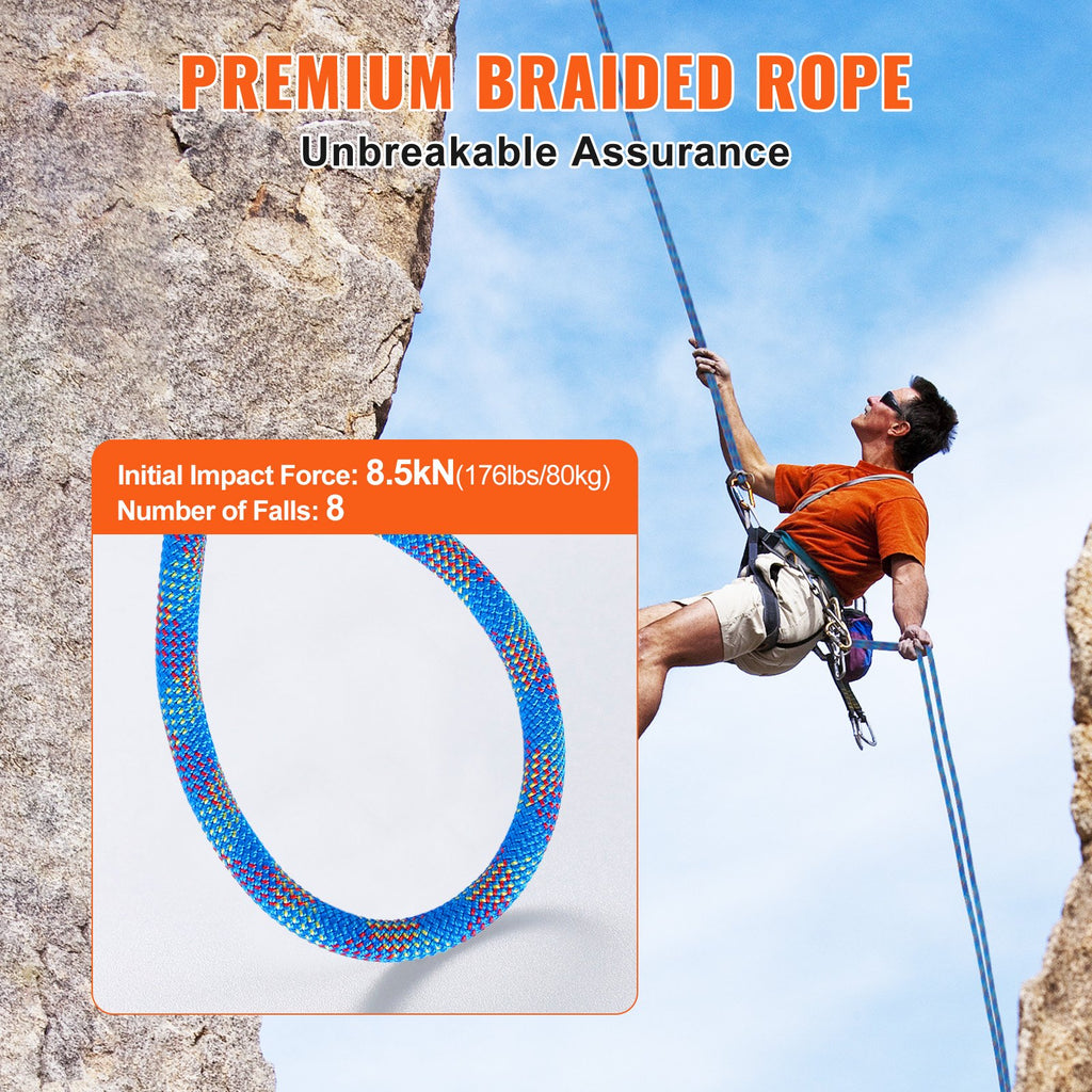 10.2mm Dynamic Climbing Rope, 40M(131ft) Outdoor Rock Climbing Rope