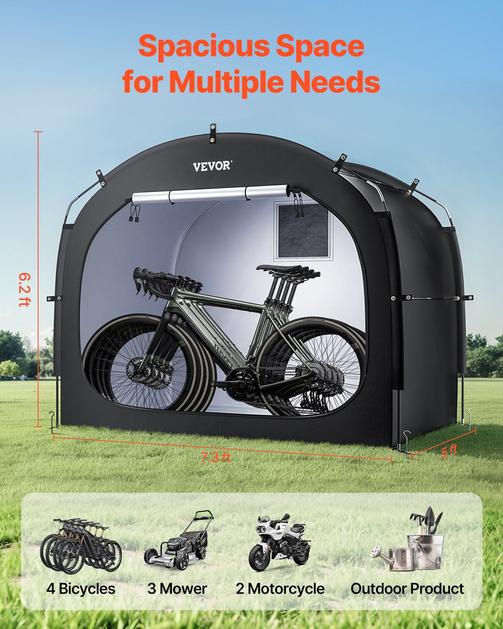 Bike Storage Tent, 4 to 5 Bikes, Outdoor Spacious Bike Storage Tent